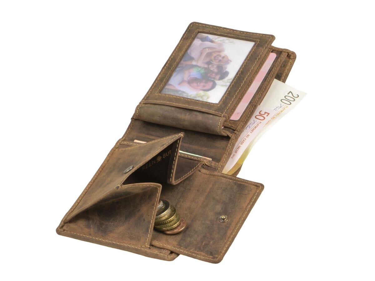 Greenburry Men's Leather Wallet antique brown with removable card holder - Vintage Original