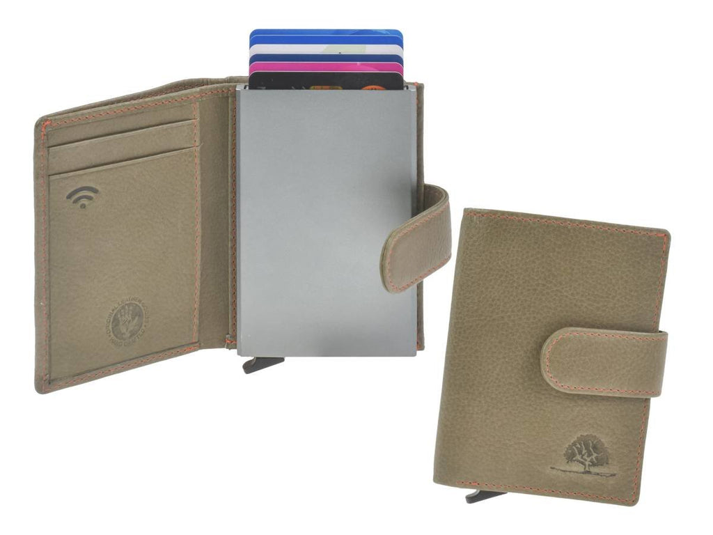 Brown bifold leather wallet for men with card slots and coin pocket - Greenburry