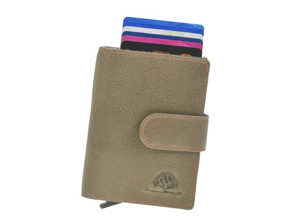 Brown bifold leather wallet for men with card slots and coin pocket - Greenburry