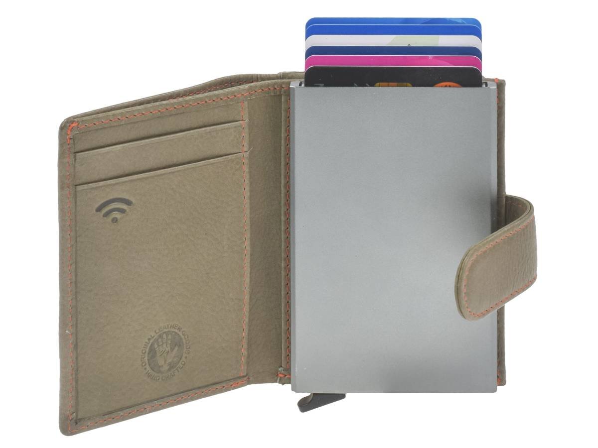 Brown bifold leather wallet for men with card slots and coin pocket - Greenburry