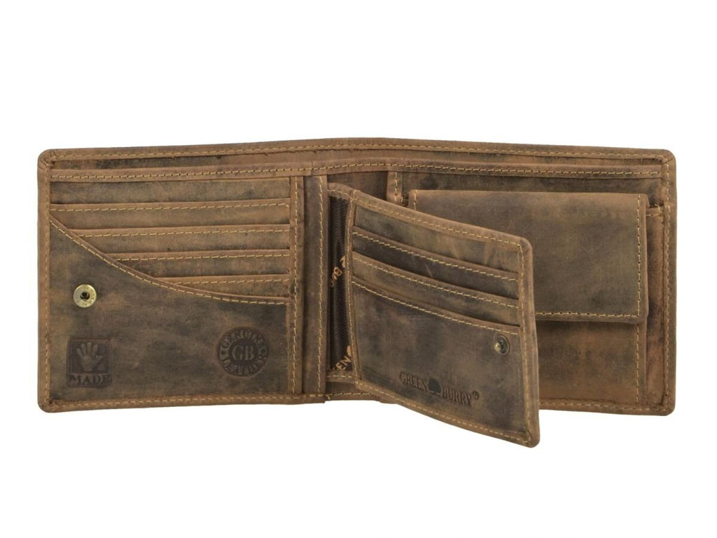 Greenburry Men's Leather Wallet antique brown with removable card holder - Vintage Original