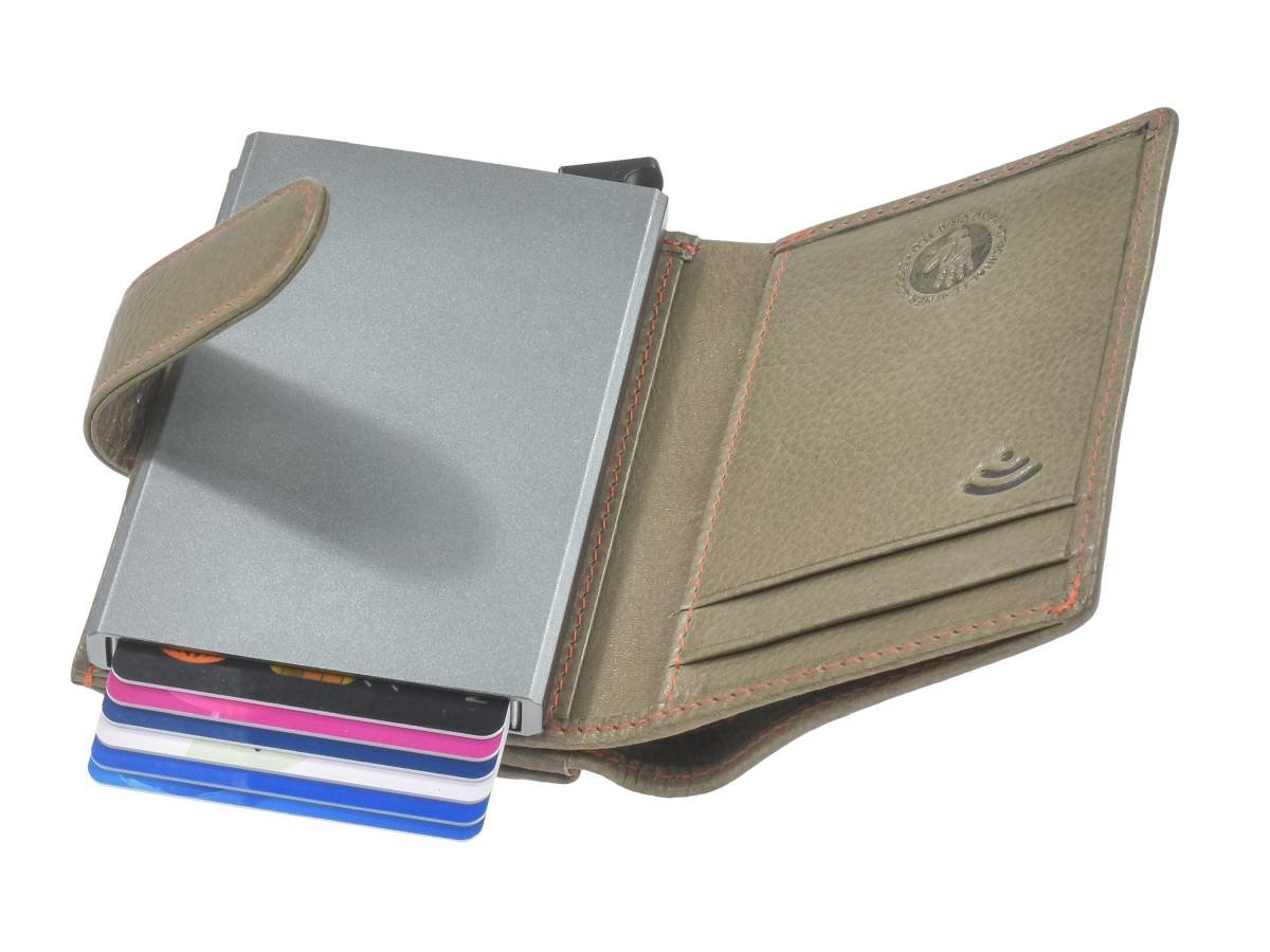 Brown bifold leather wallet for men with card slots and coin pocket - Greenburry