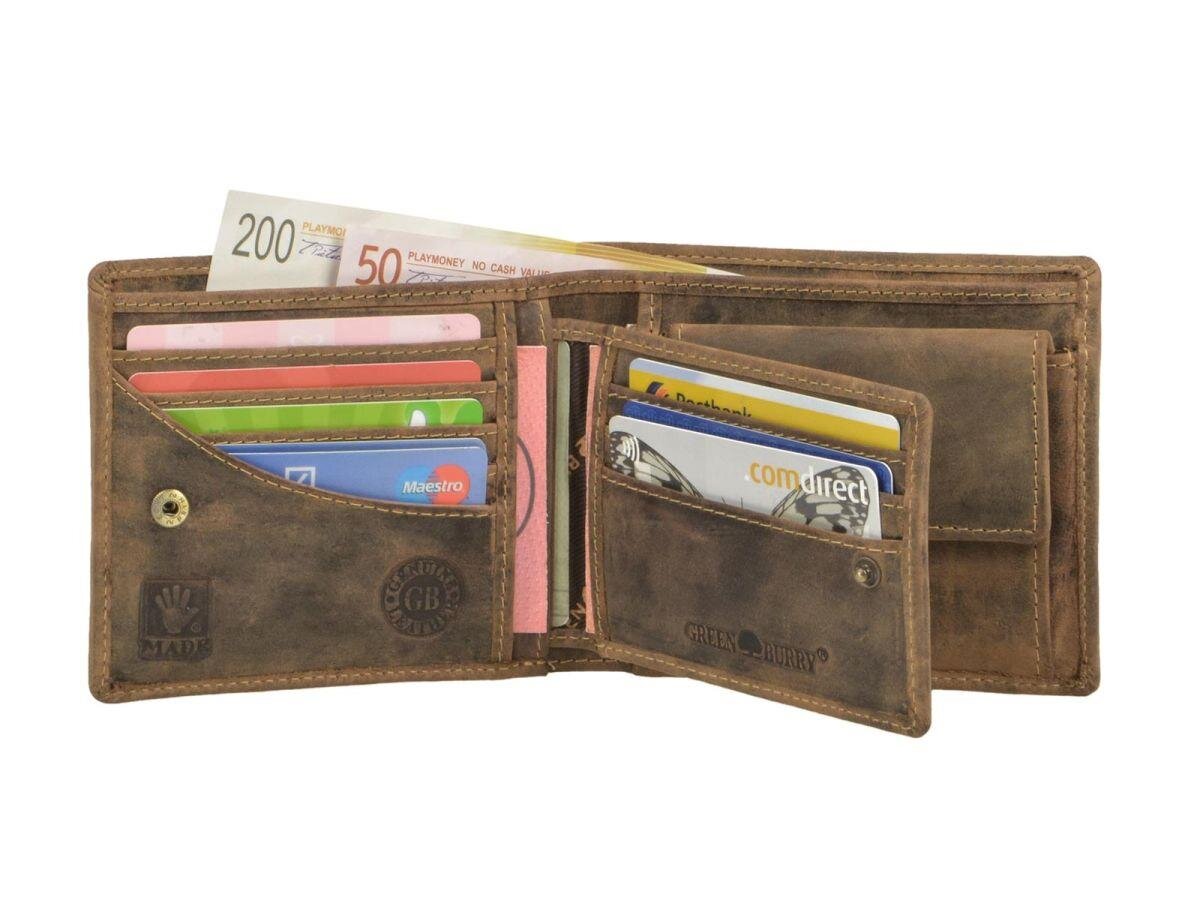Greenburry Men's Leather Wallet antique brown with removable card holder - Vintage Original