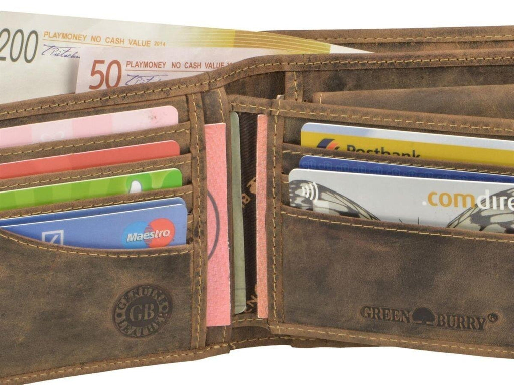 Greenburry Men's Leather Wallet antique brown with removable card holder - Vintage Original