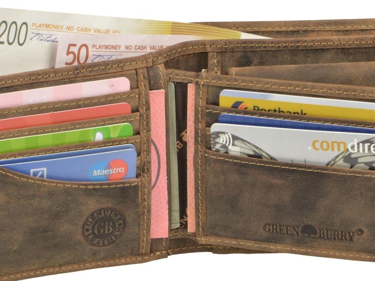 Greenburry Men's Leather Wallet antique brown with removable card holder - Vintage Original