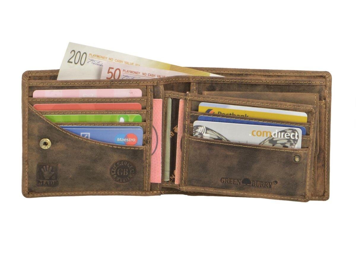 Greenburry Men's Leather Wallet antique brown with removable card holder - Vintage Original